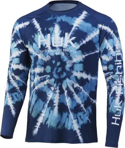 Vista 5 de Huk Pursuit Vented LS para hombre Refracción Fish Fade - San Sal/Wahoo