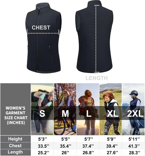 Vista 7 de TOWN&FIELD Chaleco ligero para mujer, chaqueta sin mangas, con cremallera, bolsillos, para correr, senderismo, golf