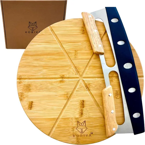 Vista 10 de Pala de Pizza de Madera 2 en 1 y Tabla de Cortar de Bambú Tabla de Pala de Pizza de Doble Agarre para Hornear, Espátula de Pizza y Tabla de Cortar