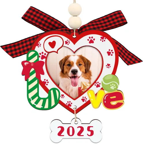 Vista 8 de Whatsign Adornos de marco de fotos de gatos, decoración de recuerdo colgante de Navidad para árbol de Navidad, adornos personalizados para gatos