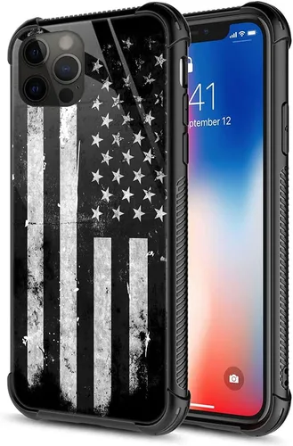 Vista 24 de ZHEGAILIAN Funda para iPhone 13, parte trasera de vidrio templado + funda protectora de TPU de silicona suave con diseño de munición