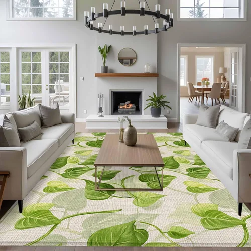 Vista 3 de 5x8 Area Rugs for Living Room, Spring Leaves Non-Slip Area Rugs for Living Room Bedroom Entryway, Abstract Retro Color Pastoral Plants Washable