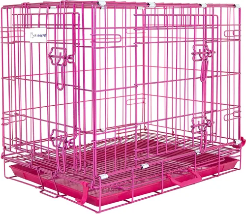 Vista 15 de HOMEY PET 61 cm Caja para perros de diseño plegable de color dorado para cachorros Ertra de tamaño pequeño con rejilla de suelo extraíble y bandeja