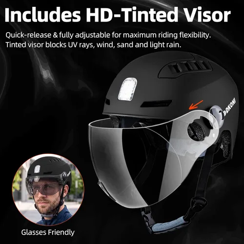 Vista 4 de Casco de bicicleta para adultos con luces delanteras y traseras Negro