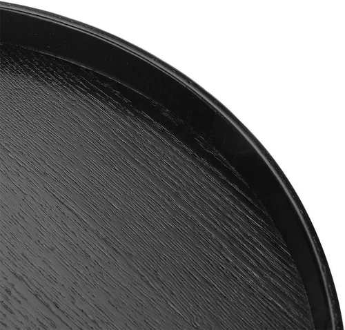 Vista 9 de Bandeja de té de madera negra, forma redonda, té de madera maciza, café, aperitivos, comidas, bandeja para servir platos platos bandejas