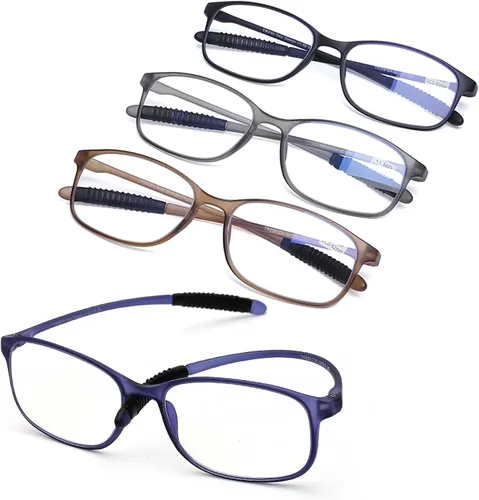 Vista 8 de AQWANO Blue Light Blocking Reading Glasses Women Men, Lightweight Flexible TR90 Computer Readers Unbreakable Cheaters Glasses