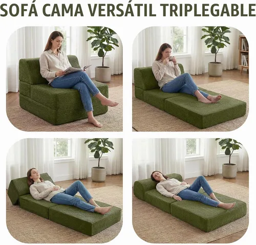 Vista 3 de Kasunpul sofá cama plegable con cojín, sofá cama de espuma viscoelástica plegable, silla cama convertible con funda lavable, sofá futón para piso