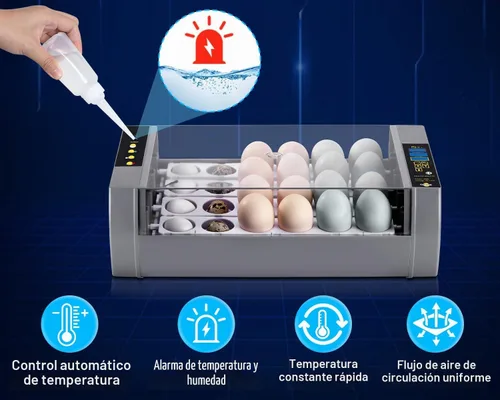 Vista 3 de Gpeng Incubadora de huevos, incubadora de 24 huevos con pantalla digital, giro automático de huevos, control automático de temperatura, para incubar