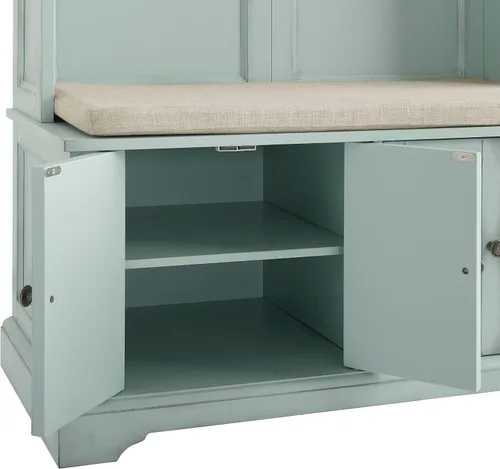 Vista 12 de Crosley Furniture Holbrook Hall - Banco para zapatos Espuma de mar envejecida azul