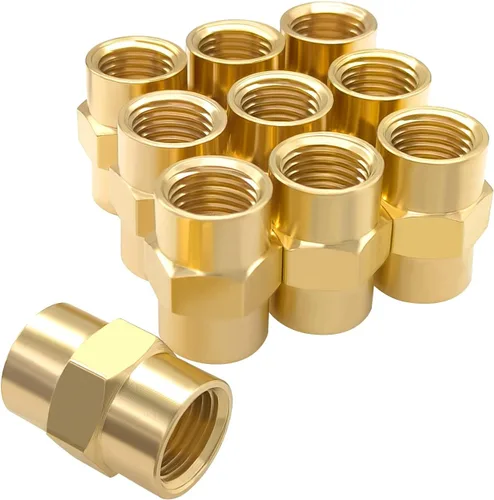 Vista 9 de Hooshing 2 unids 1/2 "x 1/2" NPT acoplador hembra de latón sólido hexagonal pezón acoplamiento de tubería