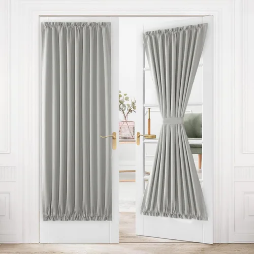 Vista 14 de DWCN Cortinas para Puertas Francesas – Cortinas opacas térmicas con bolsillo para barra para puertas con ventana de cristal, puertas de cocina