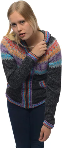 Vista 3 de Gamboa Suéter tipo cárdigan de alpaca genuina para mujer, suéteres de invierno y otoño ligeros