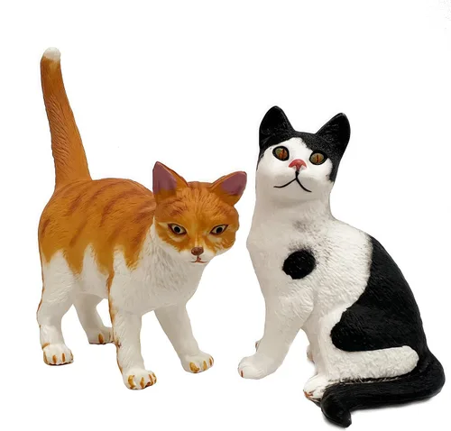 Vista 2 de Gemini&Genius 6 juguetes de gato para niños, figuras de gato, gatitos realistas para niños pequeños, juguetes divertidos de animales para mascotas