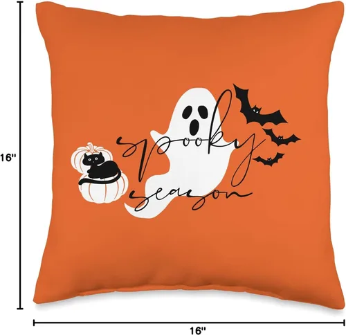 Vista 4 de jovy fits Temporada espeluznante de Halloween Bonita camiseta para mujer, almohada de regalo para niños, 16 x 16 pulgadas, multicolor