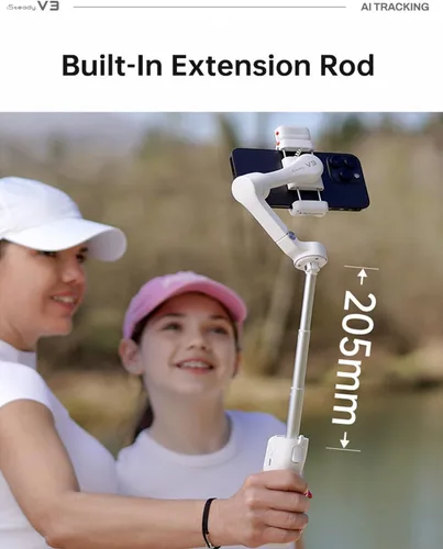 Vista 7 de hohem iSteady V3 - Estabilizador de cardán para iPhone, rastreador magnético de inteligencia artificial, control remoto separado, barra de extensión