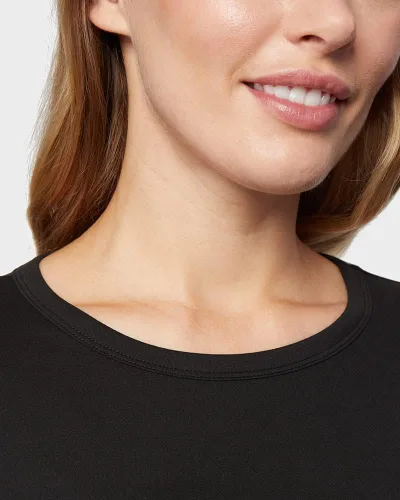 Vista 3 de 32 Degrees - Camiseta ligera de cuello redondo para mujer, manga larga, ajuste de forma, elástico en 4 direcciones, térmica