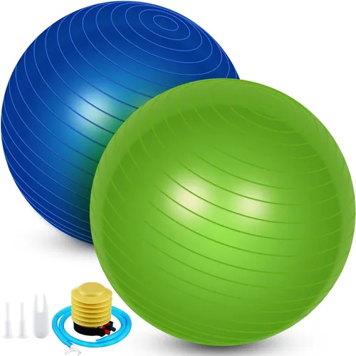 Vista 8 de Leyndo 2 pelotas de yoga grandes de 26 pulgadas, pelota de ejercicio antiestallido con bomba, 26 pulgadas/25.6 in para mejorar la postura