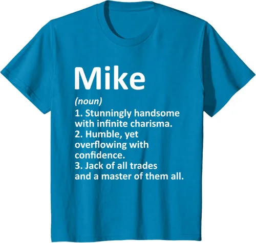 Vista 49 de MIKE Definition - Camiseta divertida para regalo de cumpleaños con nombre personalizado, Negro, S