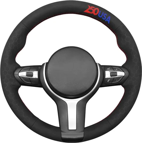 Vista 36 de MEWANT - Funda para volante de automóvil cosida a mano de Athsuede para BMW F87 M2 F80 M3 F82 M4 M5 F12 F13 M6 F85 X2 X5 M F86 X6 M F33 F30 M