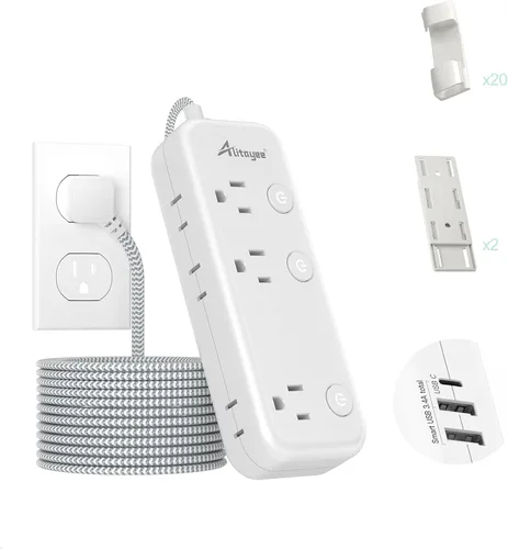 Vista 9 de Protector contra sobretensiones de regleta de alimentación de interruptor individual, 6 tomacorrientes 3 USB, cable de 5 pies Individual