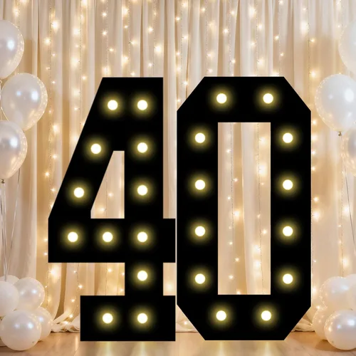 Vista 35 de Pooqla - Números iluminados negros, decoraciones de cumpleaños 50 para hombres Number 50