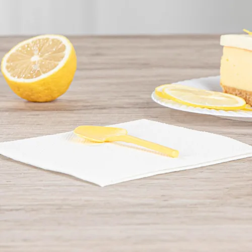 Vista 8 de Restaurantware Cucharas de postre de 3.5 pulgadas x 1.3 pulgadas, 100 mini cucharas desechables – Cucharas de degustación de plástico amarillo bebé