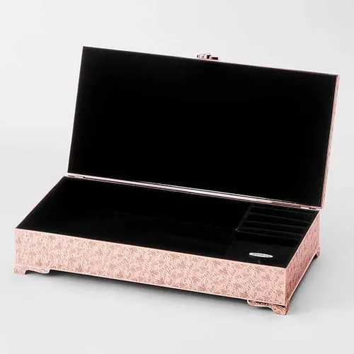 Vista 4 de THINGS REMEMBERED Caja de joyería musical de esmalte antiguo en tono oro rosa (personalización gratuita)