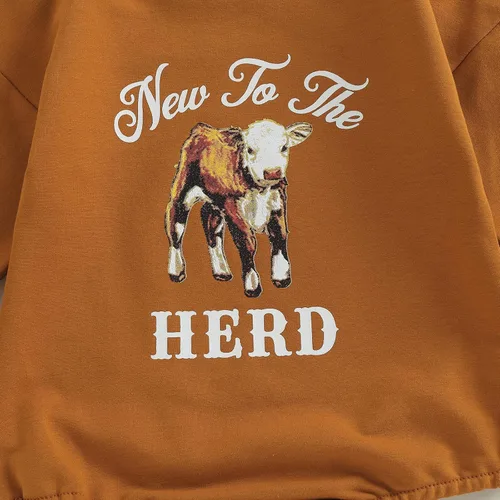 Vista 4 de ZyHwShine Traje de bebé del oeste, para recién nacido, con estampado de vaca, enterizo, suéter, enterizo, ropa de otoño e invierno