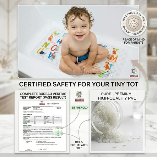 Vista 7 de BEEHOMEE Tapetes de baño para bañera para niños, bebés y niños pequeños - Grandes tapetes antideslizantes de dibujos animados para baño, bañera
