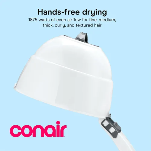 Vista 2 de Secador de pelo Conair Pro Styler de casco, de color blanco Secado manos libres para cabello fino, medio, grueso, rizado y texturizado, blanco