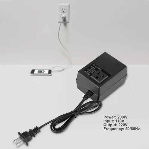 Vista 7 de Convertidor de voltaje de 100 W, transformador de voltaje de conversión bidireccional de 110 V a 220 V para viajes