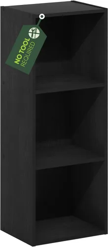 Vista 17 de Furinno Jaya - Estantería moderna de 3 niveles con estante ajustable, estantería con estante abierto, 9.5 x 24.5 x 40.3 pulgadas, para organización