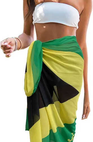 Vista 4 de Pareo de playa jamaicano para mujer, salida de baño para cubrir el traje de baño largo para mujer, Multicolor