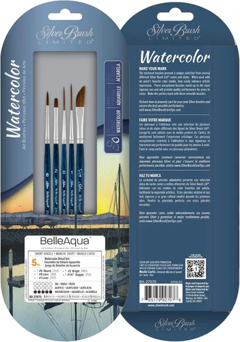 Vista 20 de Silver Brush Limited BA-2753S BelleAqua - Juego de pinceles redondos básicos para acuarela, 3 piezas, mango corto profesional, juego de pinceles