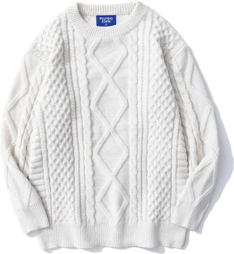 Vista 21 de Aelfric Eden Oversized Knit Sweater Solid Vintage Pullover Unisex Woven Crewneck Knitted Tops