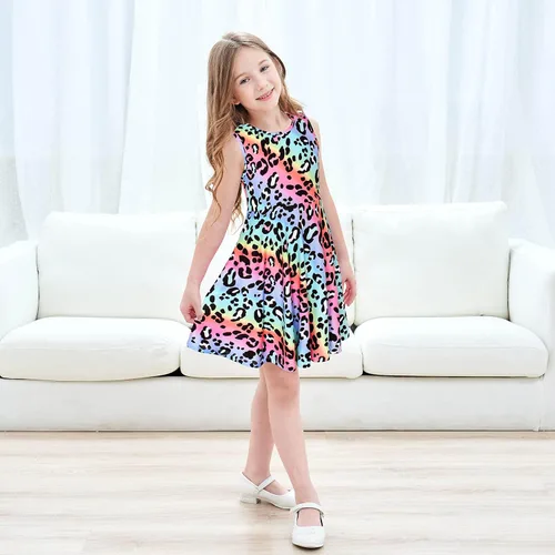 Vista 3 de JESKIDS Vestidos a juego para muñecas y niñas, vestido de unicornio sin mangas, vestido de verano de 18 pulgadas, muñeca de 3 a 9 años