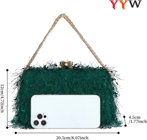Vista 3 de YYW Bolso de mano para mujer, lindo bolso de noche esponjoso, bolso de hombro para banquete de boda, fiesta