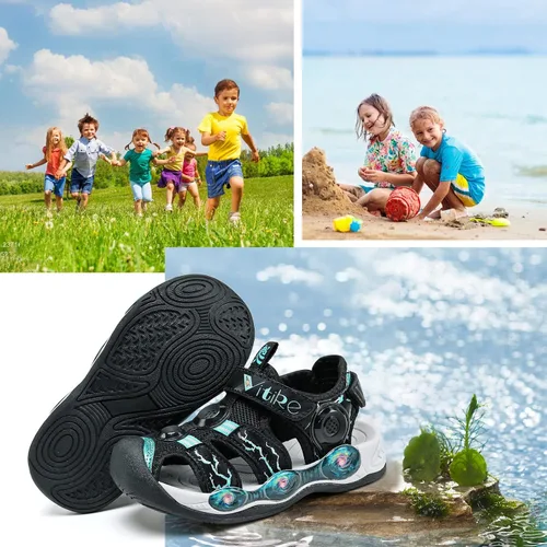 Vista 6 de JMFCHI FASHION Sandalias deportivas para niños, sandalias deportivas para exteriores, senderismo, atléticas, sandalias de playa con punta cerrada