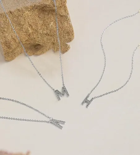 Vista 5 de KICKGY Initial Necklaces for Women, Dainty Silver Letter Necklace Sterling Silver Personalized CZ Initial Necklace Cute Monogram Name Necklace