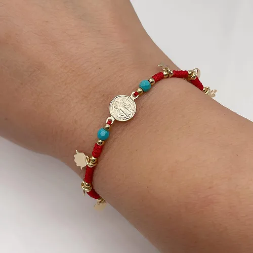 Vista 4 de St Benedict Medal Adjustable Bracelet for Women Red String Pulsera San Benito