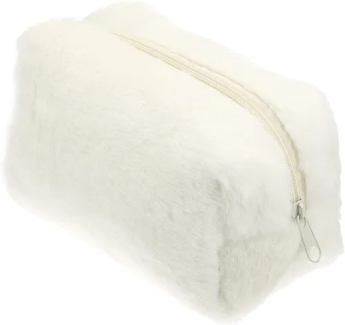 Vista 8 de VOCOSTE Pequeña bolsa de maquillaje de felpa, bolsa de cosméticos de belleza suave, bonita bolsa de aseo con cremallera de viaje, bolsa organizadora