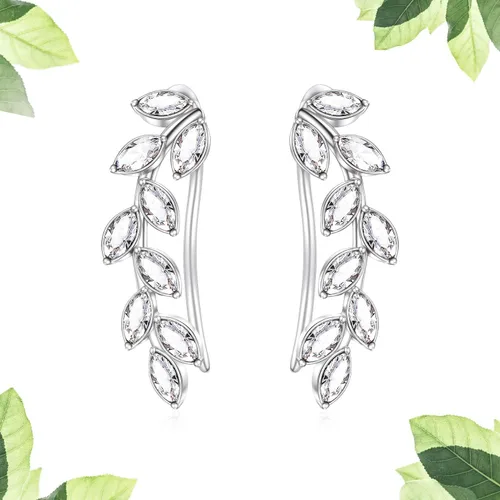 Vista 8 de AOBOCO Aretes de plata de ley 925 hipoalergénicos para orejas sensibles, hechos con cristales austriacos