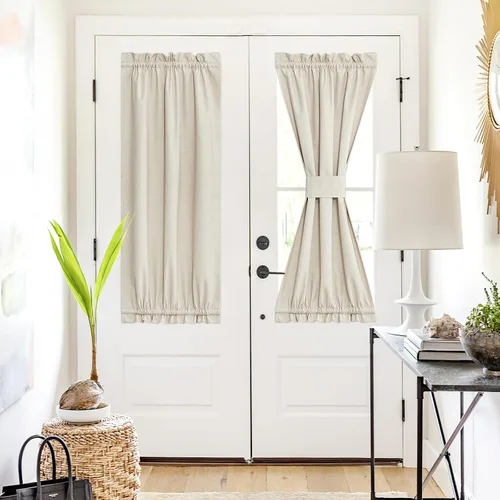 Vista 172 de NICETOWN Cortinas de Lino para Puerta Lateral - Cortinas Opacas con Aislamiento Térmico para Puerta Delantera Francesa para Sombra Pequeña
