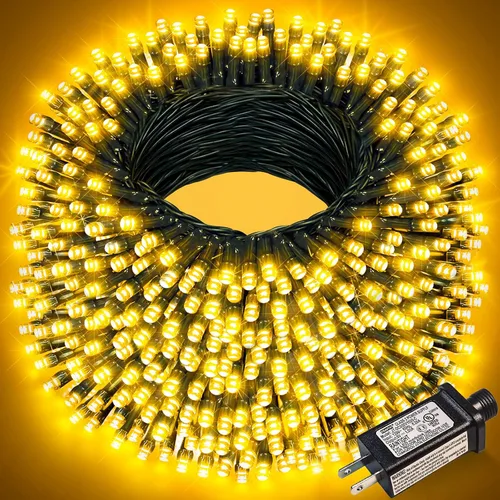 Vista 57 de Juego de 2, luces de Navidad, 200 pies, 600 LED, exterior/interior, guirnalda luces, 8 modos, impermeables, cable verde, parpadeantes, árbol, patio