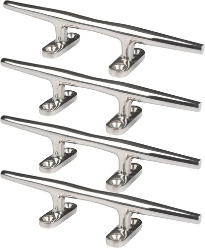 Vista 6 de Boat Cleats 4 inch/5 inch/6 inch/8 inch Marine Dock Cleats Stainless Steel Boat Rope Cleat with Fasteners for Marine, Deck, Nautical Décor plateado