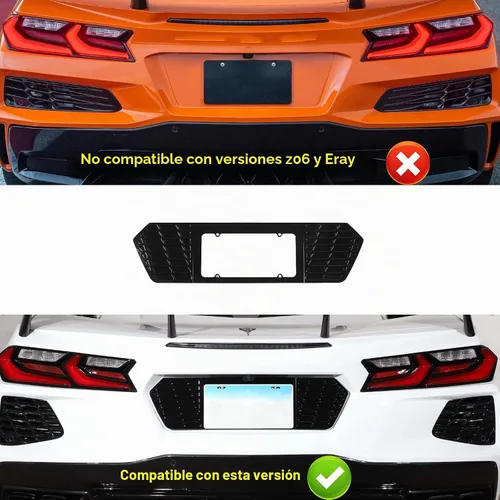 Vista 6 de Marco de licencia trasero compatible con Chevrolet Corvette C8 2020-2026