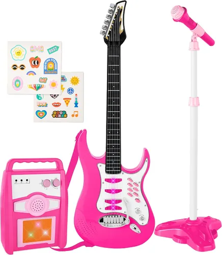 Vista 11 de Best Choice Products Juego de guitarra musical eléctrica para niños, kit de inicio de guitarra de juguete con 6 canciones de demostración, barra