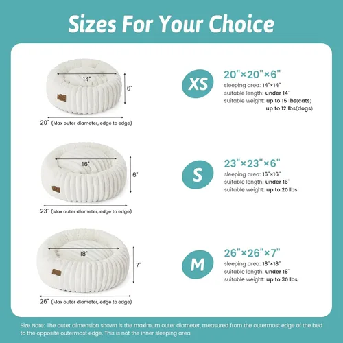 Vista 2 de COZY KISS Donut - Cama pequeña para gatos de interior, cama para gatitos Crema