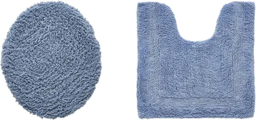 Vista 495 de Better Trends - Juego de 2 alfombras de baño 100% algodón, extra suaves, con borlas, de 17" x 24", alfombra de baño superabsorbente y reversible