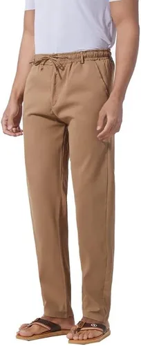 Vista 26 de Pantalones casuales de lino de algodón para hombre, pantalones sueltos de playa, pantalones largos de yoga ligeros